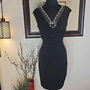 Dressbarn Black Embellished Sleeveless Mini Dress
